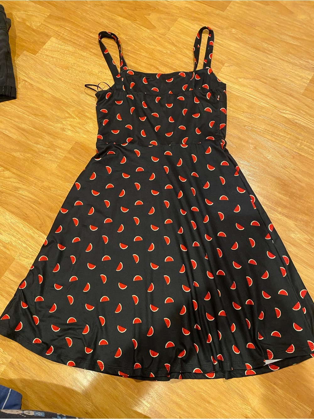 Socialite Black Midi Dress with Red Watermelon Print